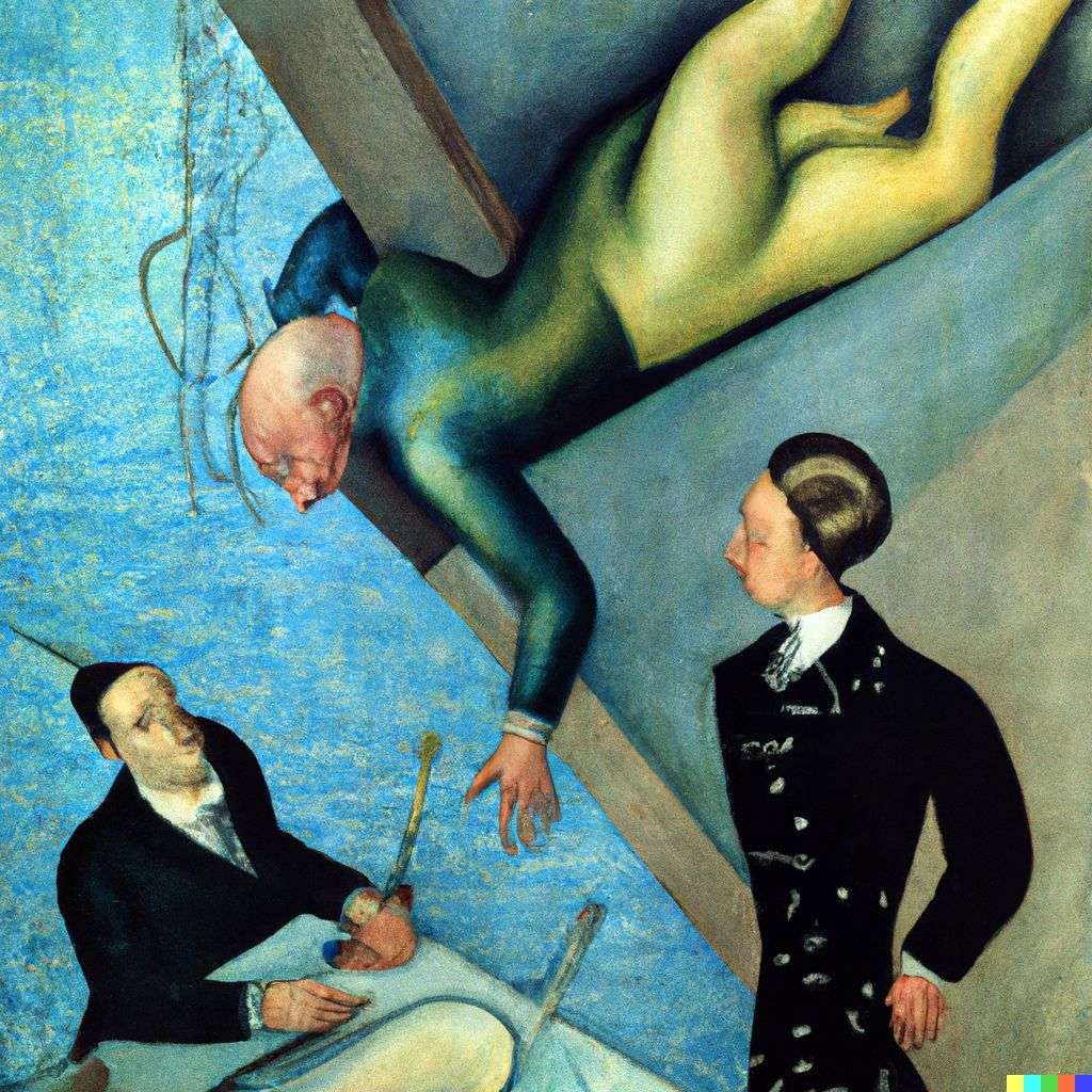 the discovery of gravity, painting by Otto Dix